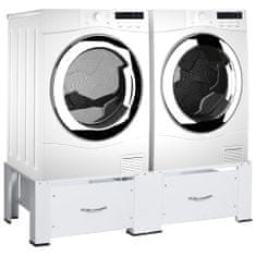 Greatstore Dvojni podstavek za pralni in sušilni stroj s predaloma bel