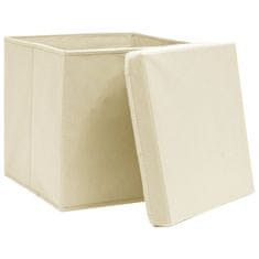 shumee Škatle za shranjevanje s pokrovi 10 kosov krem 32x32x32cm blago