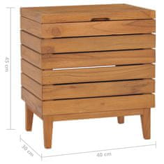 Vidaxl Košara za perilo 40x30x45 cm trdna tikovina