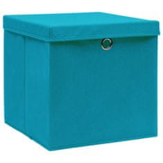 shumee Škatle s pokrovi 10 kosov 28x28x28 cm baby modre