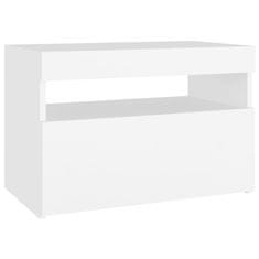 Vidaxl Nočna omarica z LED lučkami bela 60x35x40 cm inženirski les