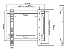 Cabletech Univerzalni LED TV nosilec 23-42", 40kg, 25mm odmik od zidu, črni