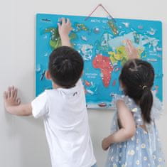 Viga Toys 2 v 1 Montessori izobraževalna tabla z magnetnim zemljevidom sveta