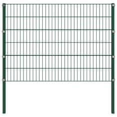 Vidaxl Ograjni paneli s stebrički železo 11,9x1,2 m zeleni