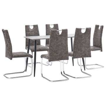 Vidaxl Jedilna garnitura 7-delna rjavo umetno usnje