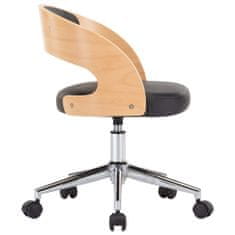 Greatstore Vrtljiv pisarniški stol črn ukrivljen les in umetno usnje