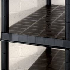 Greatstore Regal 5-nadstropni črn 255x40x185 cm plastika