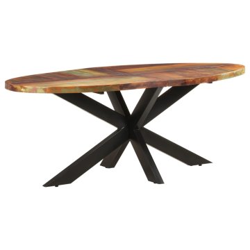 Vidaxl Jedilna miza ovalna 200x100x75 cm trden predelan les