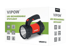 vipow Baterijska svetilka akum. 3W+3W COB LED, snop:100m, rdeče barve