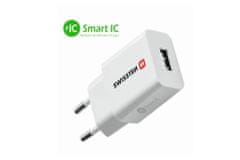 SWISSTEN Napajalnik Smart IC, 1x USB, 2,1 A, bel