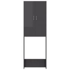 Vidaxl Omara za pralni stroj visok sijaj siva 64x25,5x190 cm