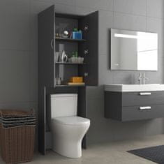 Vidaxl Omara za pralni stroj visok sijaj siva 64x25,5x190 cm