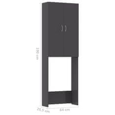 Vidaxl Omara za pralni stroj visok sijaj siva 64x25,5x190 cm