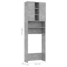 Vidaxl Omara za pralni stroj betonsko siva 64x25,5x190 cm