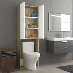 Vidaxl Omara za pralni stroj bela in sonoma hrast 64x25,5x190 cm