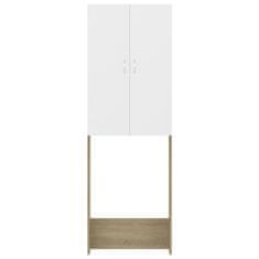Vidaxl Omara za pralni stroj bela in sonoma hrast 64x25,5x190 cm
