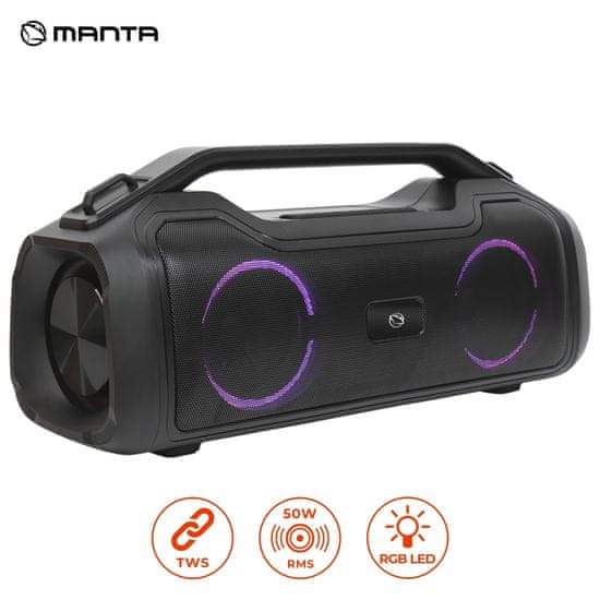 Manta SPK220 prenosni zvočnik, 50 W, Bluetooth, TWS, IPX5