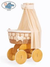 Greatstore Mosesova košara z baldahinom Isabella naravna + krem posteljnina