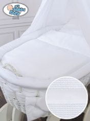 Greatstore Košara Moses z baldahinom Bianca bela + bela posteljnina