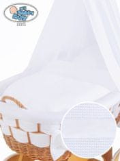 Greatstore Košara Moses z baldahinom Bianca naravna + bela posteljnina