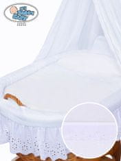 Mosesova košara z baldahinom Sophia naravna + bela čipkasta posteljnina