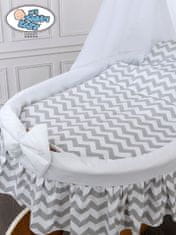 Košara Moses z baldahinom Hannah natural + bela in siva posteljnina