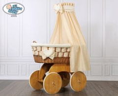 Greatstore Mosesova košara z baldahinom Isabella naravna + krem posteljnina