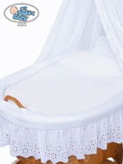 Mosesova košara z baldahinom Sophia naravna + bela čipkasta posteljnina