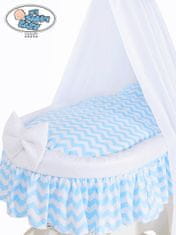 Košara Moses z baldahinom Hannah bela + bela in modra posteljnina
