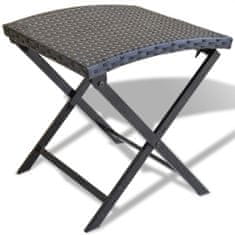 Greatstore Zložljiv stolček poli ratan črne barve