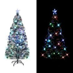 Vidaxl Osvetljena novoletna jelka s stojalom in LED 210 cm optična vlakna
