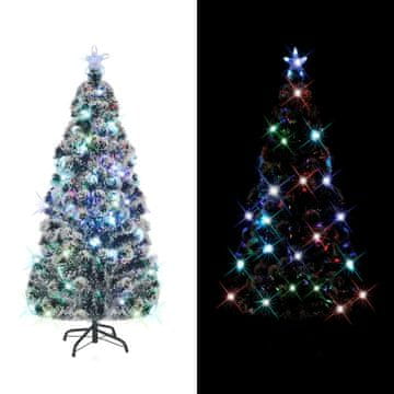 Vidaxl Osvetljena novoletna jelka s stojalom in LED 210 cm optična vlakna