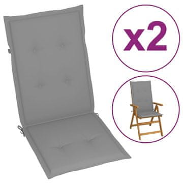 Vidaxl Blazine za vrtne stole 2 kosa sive 120x50x3 cm blago