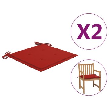 Vidaxl Blazine za vrtne stole 2 kosa rdeče 50x50x4 cm oxford tkanina