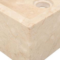 Vidaxl Kopalniška omarica iz tikovine z umivalnikom iz krem marmorja