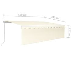 Vidaxl Ročno zložljiva tenda s senčilom 5x3 m krem