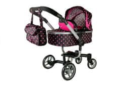 Lean-toys Otroški voziček za lutke 2v1 Alice, črno-roza
