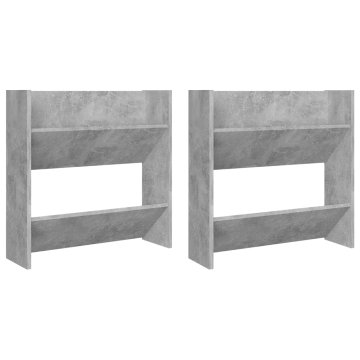 Vidaxl Stenska omara za čevlje 2 kosa betonsko siva 60x18x60 cm