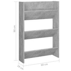 Vidaxl Stenska omara za čevlje betonsko siva 60x18x90 cm iverna plošča