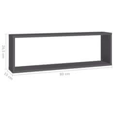 Vidaxl Stenske police kockaste 2 kosa sive 80x15x26,5 cm
