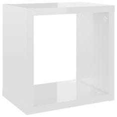 Vidaxl Stenske police kockaste 4 kosi visok sijaj bele 22x15x22 cm