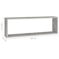 Vidaxl Stenske police kockaste 6 kosov betonsko sive 80x15x26,5 cm