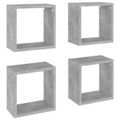 Vidaxl Stenske police kockaste 4 kosi betonsko sive 26x15x26 cm