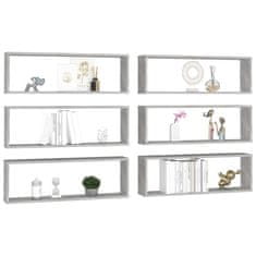 Vidaxl Stenske police kockaste 6 kosov betonsko sive 80x15x26,5 cm