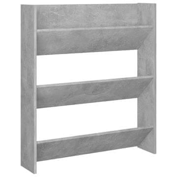 Vidaxl Stenska omara za čevlje betonsko siva 80x18x90 cm iverna plošča