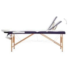 Vidaxl Zložljiva masažna miza 3-conska les bela in vijolična