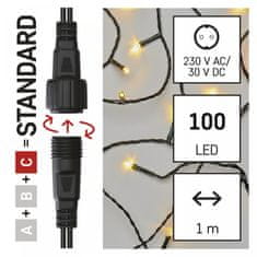Emos povezovalni niz, zavesa, 100 LED, 1x 2 m, topla bela