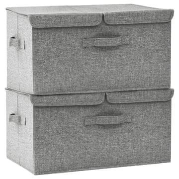Vidaxl Škatla za shranjevanje 2 kosa blago 50x30x25 cm siva