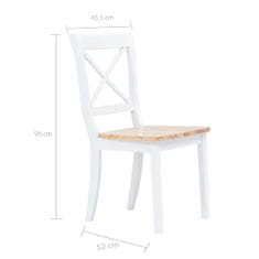 Vidaxl Jedilni stoli 6 kosov beli in naravni trdni kavčukovec