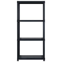 Vidaxl Regal s policami 4-nadstropni črn 122x30,5x130 cm plastika